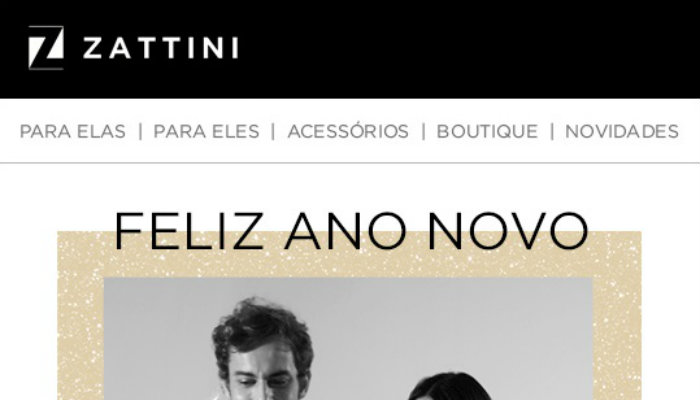 Exemplo de email marketing Zattini Ano Novo